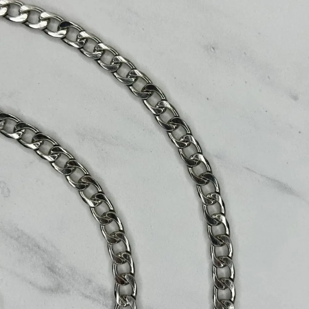 Silver Tone Curb Chain Link Belt Lobster Clasp One Size (OS) ✨